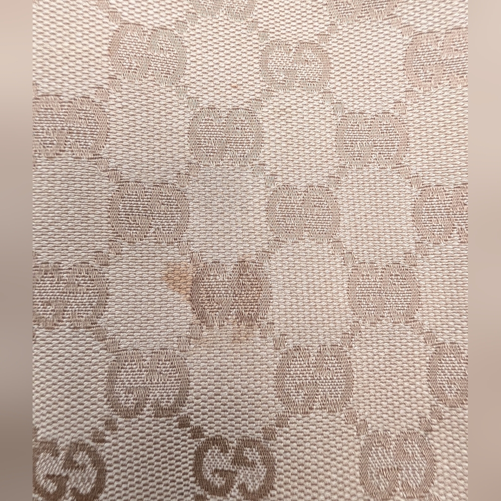 Gucci GG Canvas Tote Bag Red Leather Trim Monogram Shoulder Bag Authentic - Picture 11 of 12